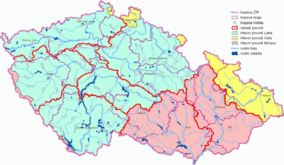 Mapa hlavních povodí ČR, [5]