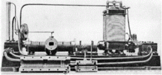 Jedna z prvních konstrukcí soustrojí Parsonsovy turbíny s elektrickým generátorem