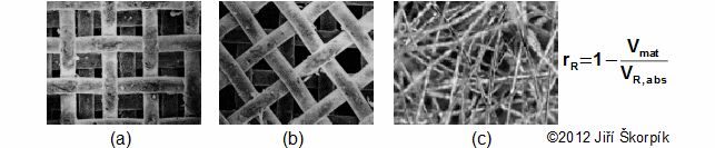 Detail matrice regenerátoru pod mikroskopem a definice pórovitosti regenerátoru
